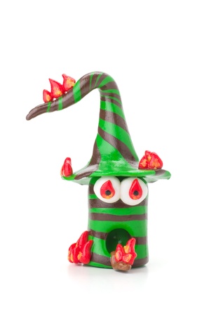 Handmade modeling clay figure with flamesの写真素材