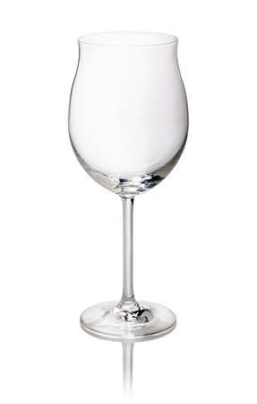 empty wine glass on a white backgroundの写真素材