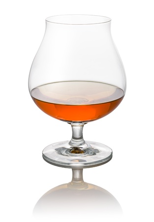 glass of brandy on a white backgroundの写真素材