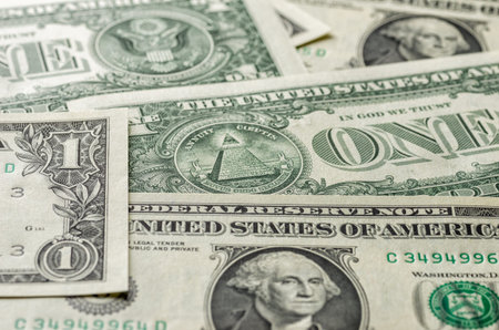 A background with american one dollar bills