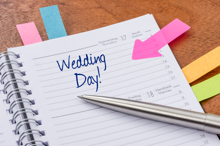 Daily planner with the entry Wedding Dayの写真素材