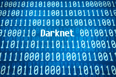 Binary code with the word Darknet in the centerの写真素材