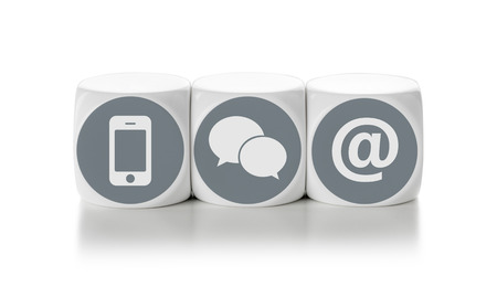 Letter dice on a white background - Contact usの写真素材