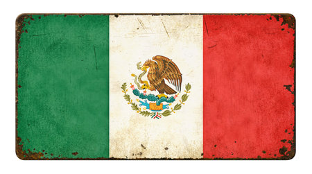 Vintage metal sign on a white background - Flag of Mexicoの写真素材
