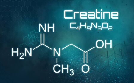 Chemical formula of Creatine on a futuristic backgroundの写真素材
