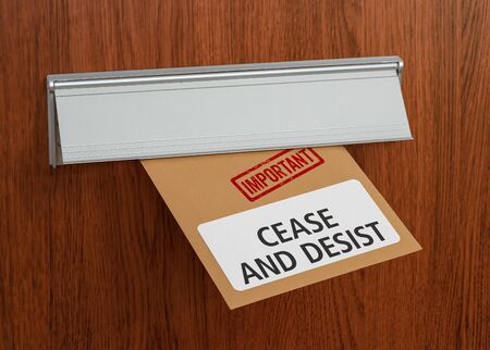 A letter with the label Cease and desistの写真素材