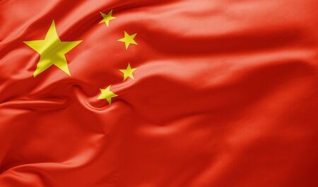 Waving national flag of Chinaの写真素材