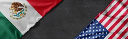Flags of Mexico and the United States of America with copy spaceの写真素材