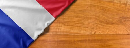 National flag of France on a wooden background with copy spaceの写真素材