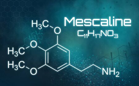 Chemical formula of Mescaline on a futuristic backgroundの写真素材