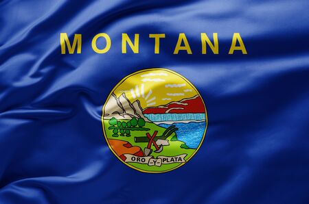 Waving state flag of Montana - United States of Americaの写真素材