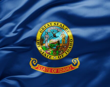 Waving state flag of Idaho - United States of Americaの写真素材