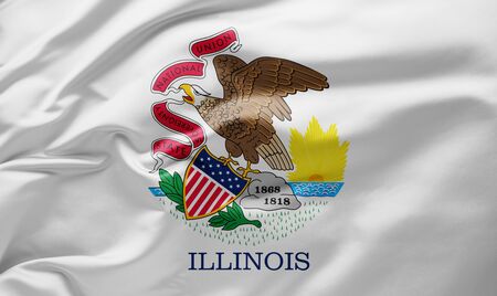 Waving state flag of Illinois - United States of Americaの写真素材
