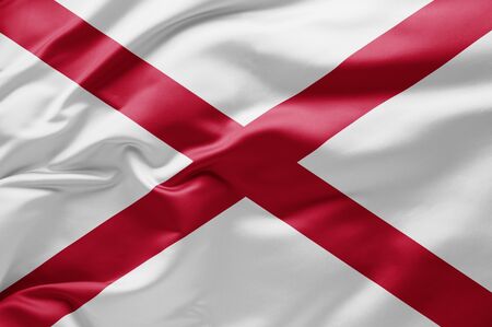 Waving state flag of Alabama - United States of Americaの写真素材