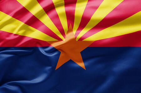 Waving state flag of Arizona - United States of Americaの写真素材
