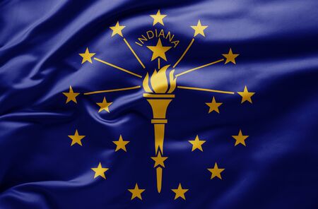 Waving state flag of Indiana - United States of Americaの写真素材