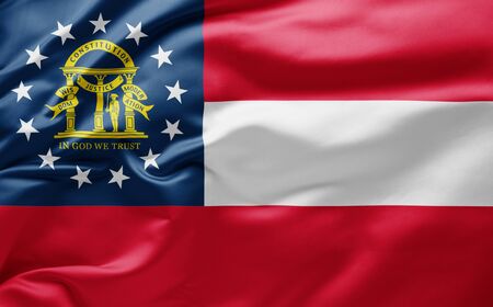 Waving state flag of Georgia - United States of Americaの写真素材