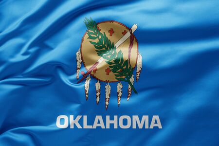 Waving state flag of Oklahoma - United States of Americaの写真素材