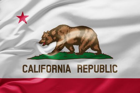 Waving state flag of California - United States of Americaの写真素材