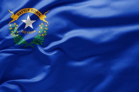Waving state flag of Nevada - United States of Americaの写真素材