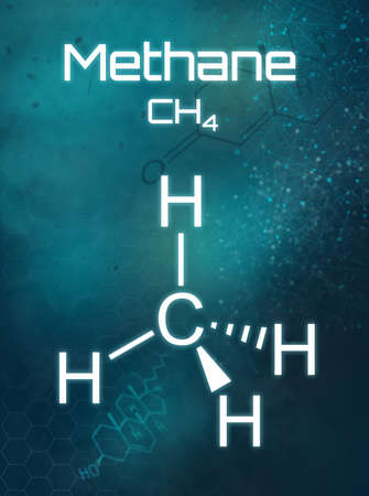 Chemical formula of Methane on a futuristic backgroundの写真素材