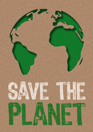 Paper cut - Save the Planetの写真素材