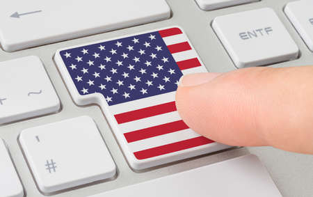 A keyboard with a labeled button - Flag of the United States of Americaの写真素材