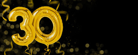 Golden balloons with copy space - Number 30