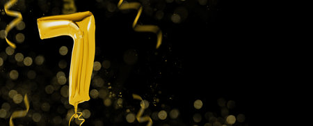 Golden balloons with copy space - Number 7の写真素材