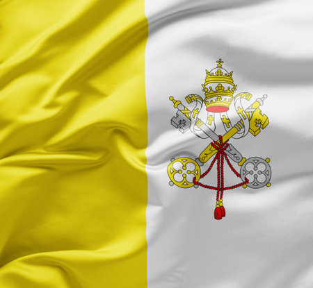 Waving national flag of Vatican Cityの写真素材