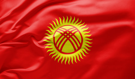 Waving national flag of Kyrgyzstanの写真素材