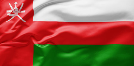 Waving national flag of Omanの写真素材