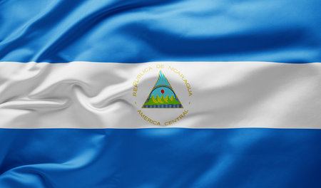 Waving national flag of Nicaraguaの写真素材