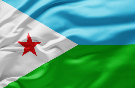 Waving national flag of Djiboutiの写真素材
