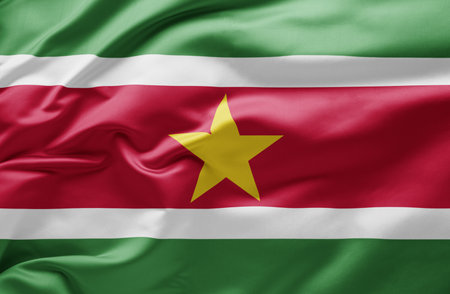 Waving national flag of Surinameの写真素材