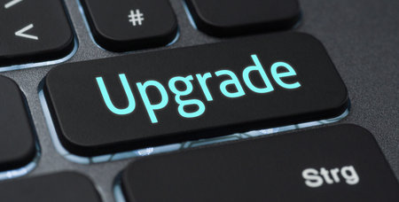 Illuminated keyboard with a labeled key - Upgradeの写真素材