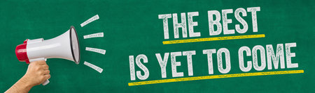 A man holding a megaphone - The best is yet to comeの写真素材