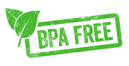 Green stamp isolated on a white background - BPA freeの写真素材