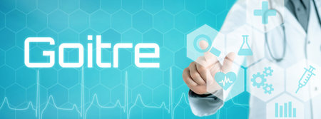 Doctor touching an icon on a futuristic interface - Goitreの写真素材