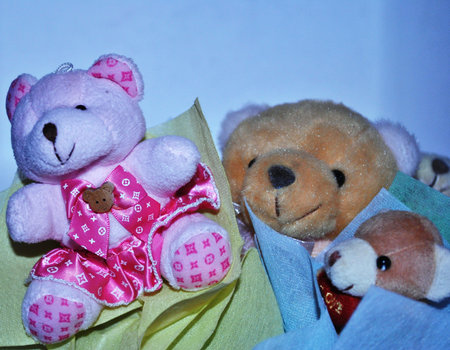 A bouquet of teddiesの写真素材