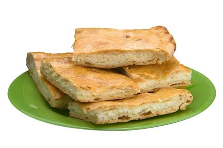 Baked pie isolated on whiteの写真素材