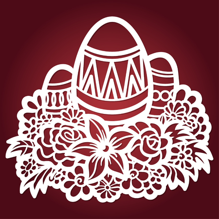 Template for laser cutting. Easter eggs. For design of greeting cards, menus, interior elements. Vectorのイラスト素材