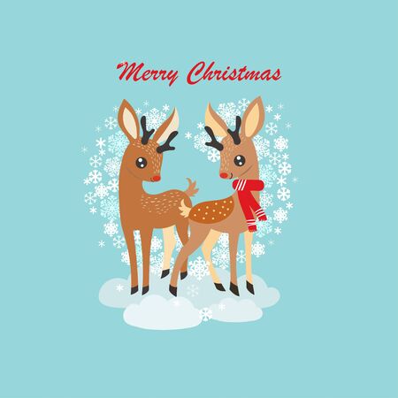 Christmas deer among snowflakes. Merry Christmas. For the design of cards, banners, greetings. Vectorのイラスト素材
