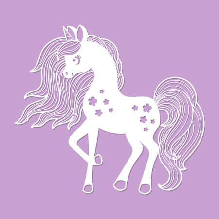 Template for laser cutting. Unicorn. Stencil for children. vectorのイラスト素材