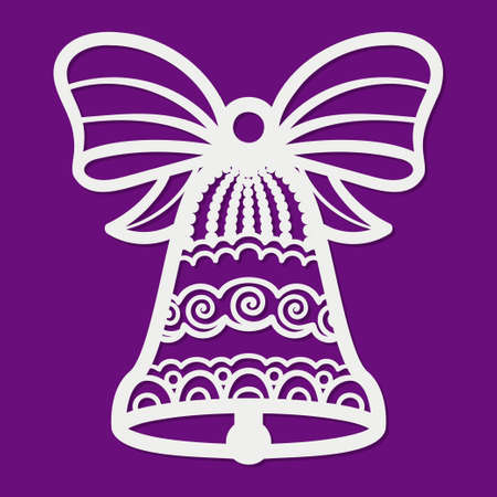 Openwork Christmas bell. template for laser cutting from any materials. For the design of Christmas toys, postcards, New Year and Christmas decor. vectorのイラスト素材