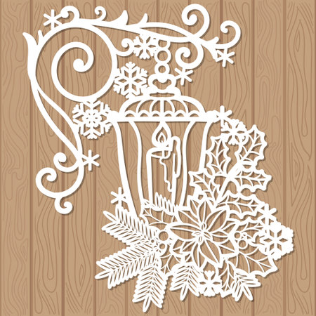 Christmas lantern. Template for laser cutting. Vectorのイラスト素材