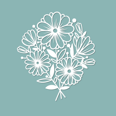 Bouquet of flowers. Template for laser cutting. Vectorのイラスト素材