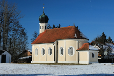 Bavarian church in winterの写真素材