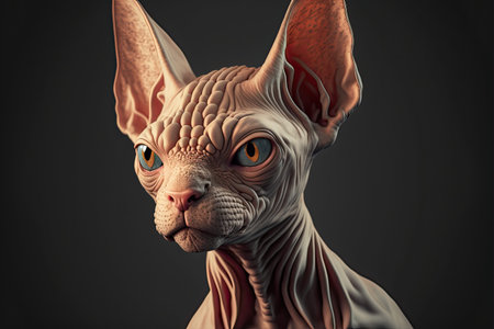 Portrait of a Sphynx cat with orange eyes. Generative AIの写真素材