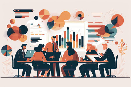 Business people working in office. Teamwork, teamwork, brainstorming concept. Generative AIの写真素材